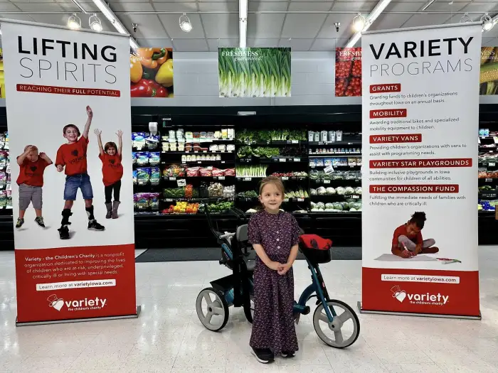 reagan and her new bike at Fareway